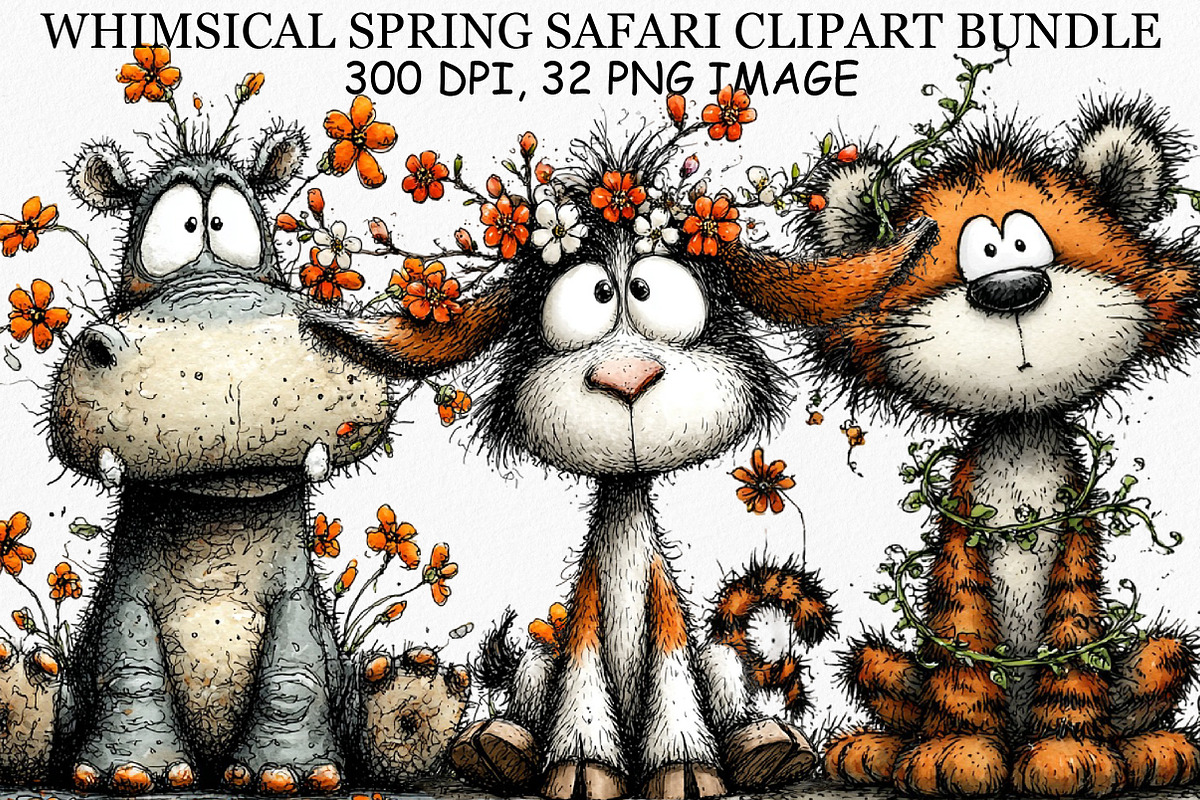 Whimsical Spring Safari Clipart PNG, an Illustration by Canvas Craft (Photo 1 of 7)