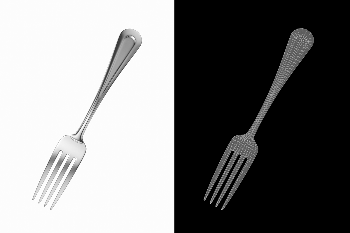 Dessert Fork 4 Tines Classic Cutlery, an Object 3D Model by VK Studio (Photo 4 of 8)