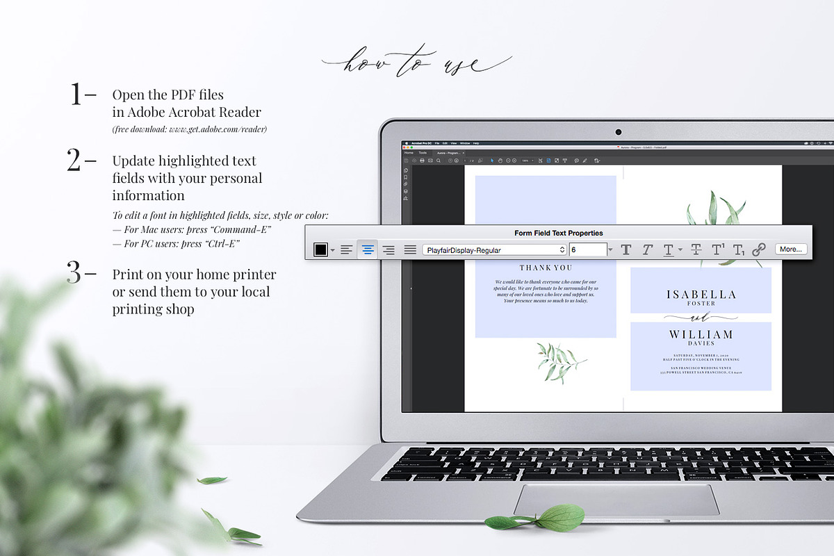 Folded Wedding Program Template, an Invitation Template by Alice Bluefox (Photo 6 of 9)