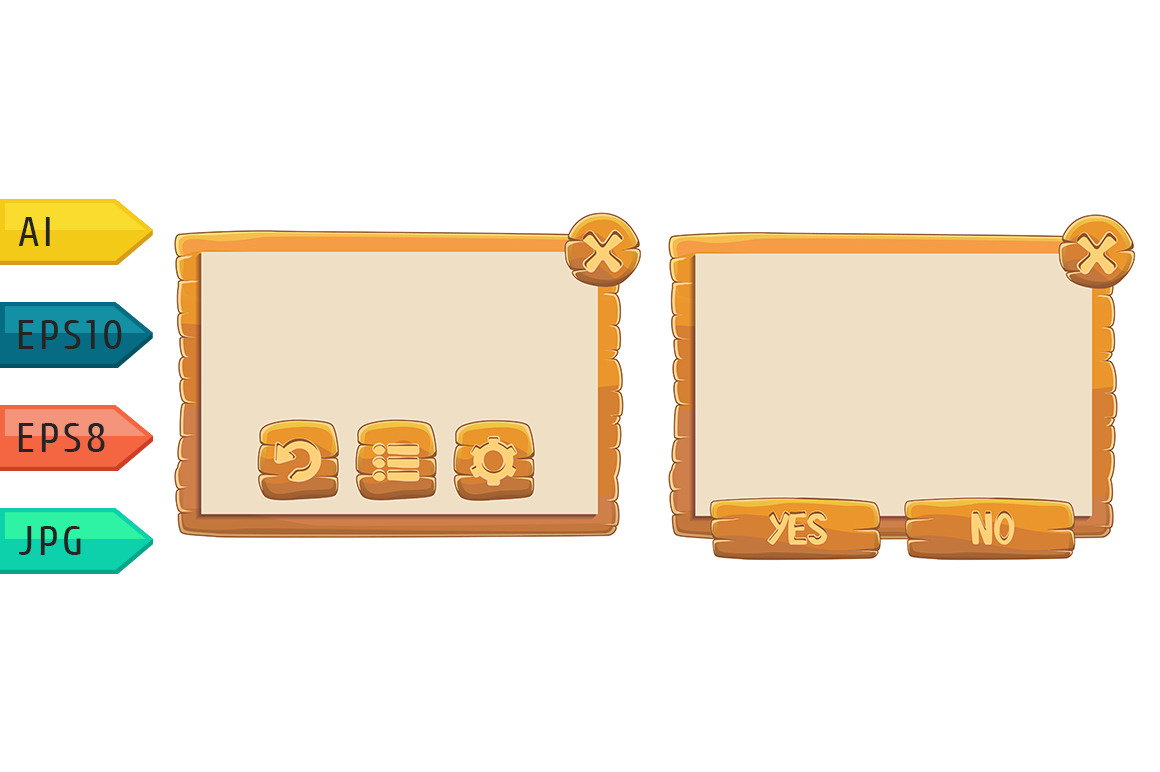 Vector game window with buttons., a Templates & Theme by julia_musdotter