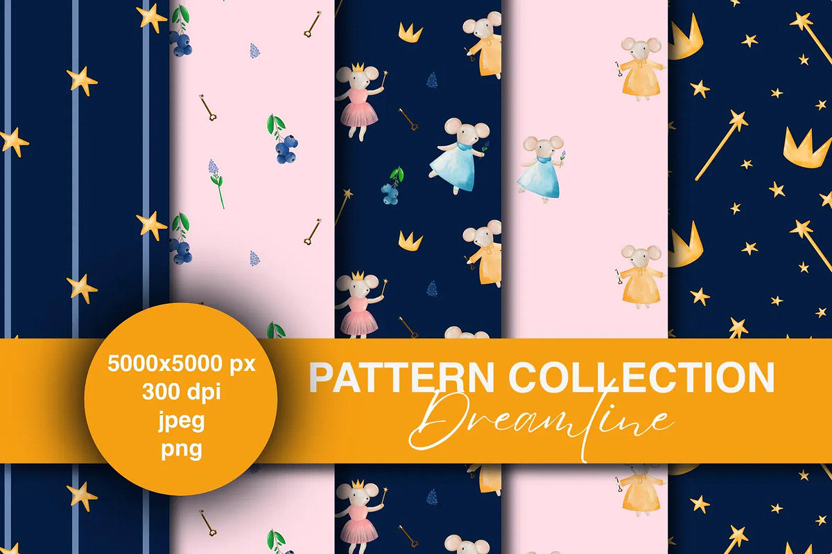 Seamless pattern mouse in watercolor, a Pattern Graphic by Dreamline Desings (Photo 1 of 7)