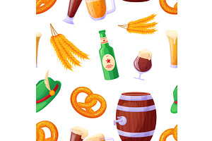 Oktoberfest seamless pattern, a Food Illustration by LadadikArt