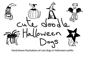 Cute Doodle Halloween Dogs