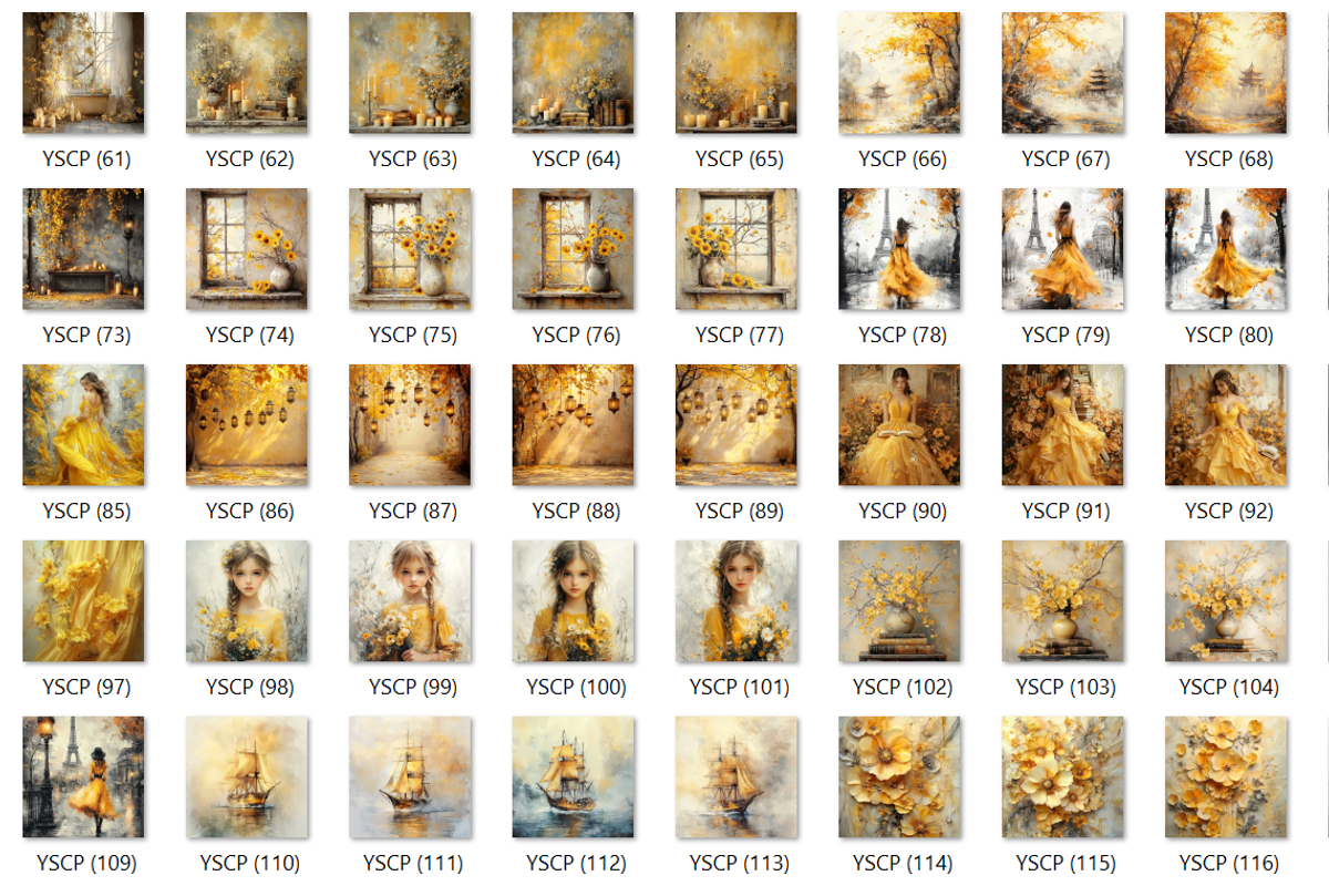 360 Yellow Shabby Chic Pages, an Illustration by HubbaDigitals (Photo 5 of 7)