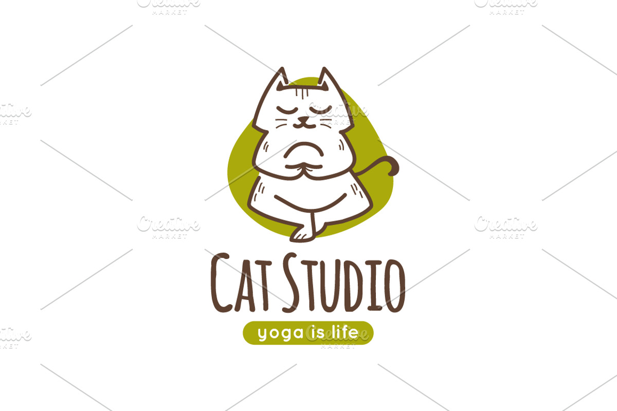 Cat Studio. Yoga Logo., a Branding & Logo Template by Trapezoid (Photo 2 of 2)