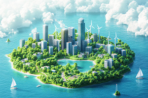 Eco City Island Sustainable Living G, a Photo by Pixeness Studio