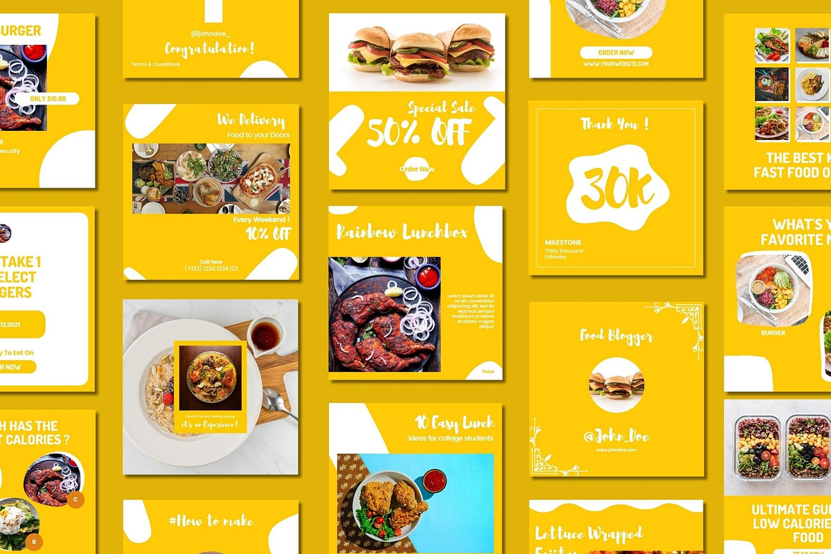 Food Blogger Instagram Post Template, a Social Media Template by BoontenStudio (Photo 3 of 7)