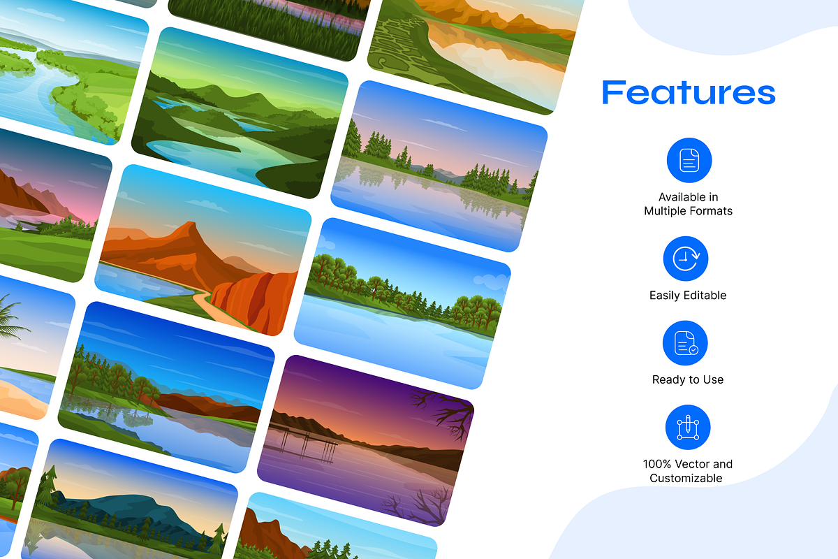 Flat River Background Vectors, a Duotone Icon by Brickclay (Photo 2 of 10)