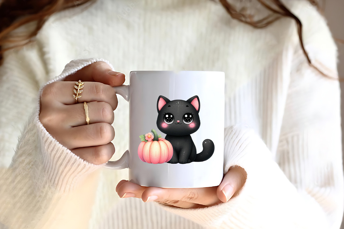 Nursery Halloween Black Cat Clipart, an Illustration by CreationArt (Photo 6 of 9)