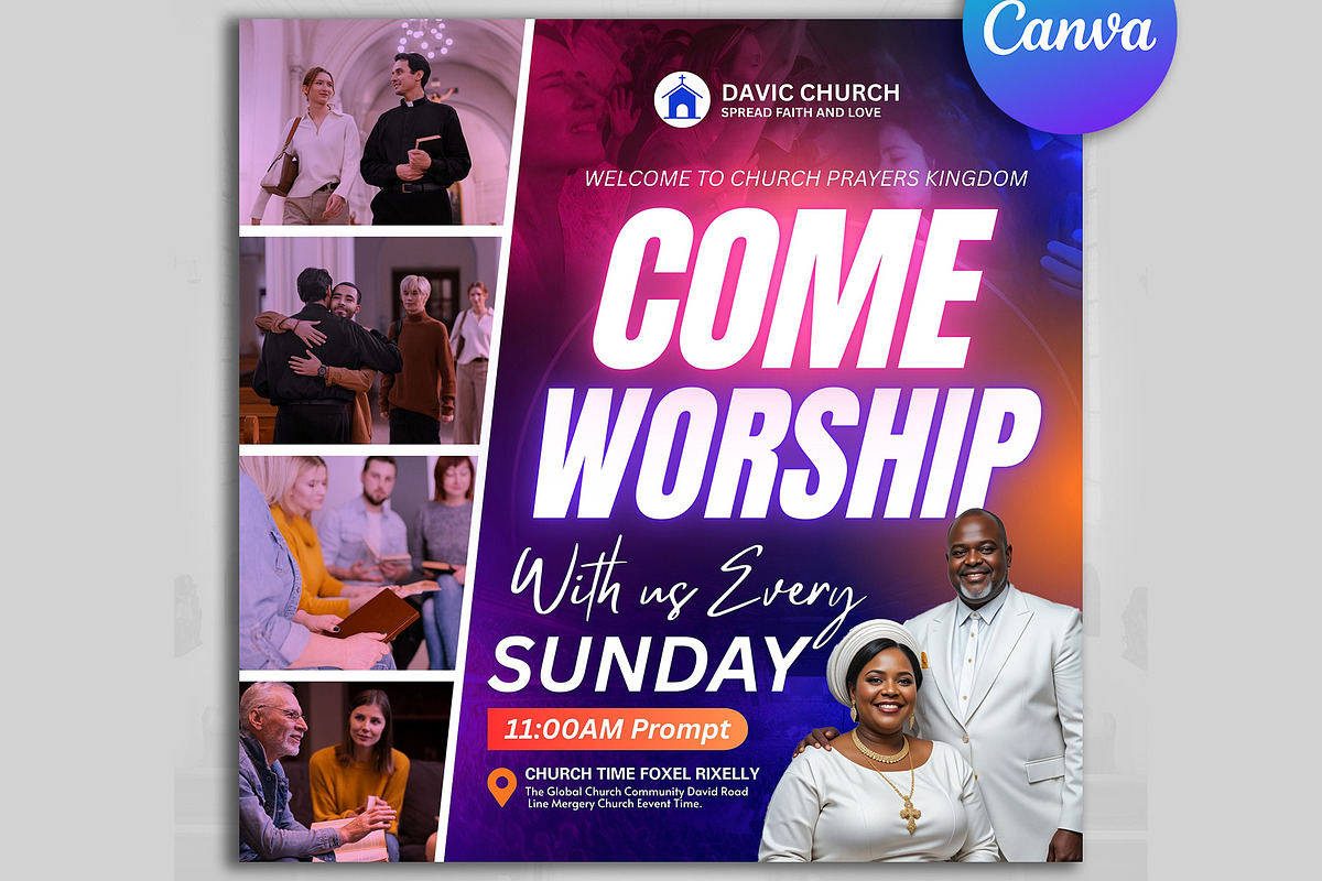 Come Worship with US Church Flyer, a Social Media Template by Design Up (Photo 2 of 4)