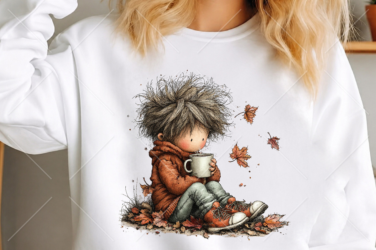Whimsical Fall Little Boy Clipart, a Seasonal Illustration by Canvas Craft (Photo 5 of 10)