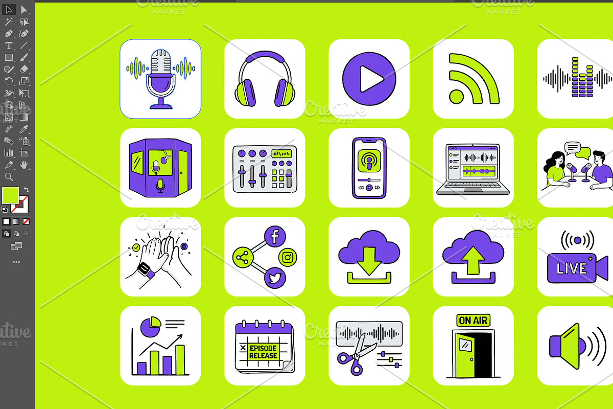 Podcast Production Icon EPS Bundle, a Technology Illustration by NH graphic (Photo 3 of 3)