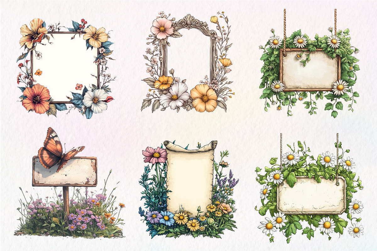Summer Empty Sign & Wildflowers, an Illustration by CreationArt (Photo 8 of 9)