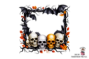 Halloween Skull Frame PNG Bundle, an Illustration by Clipart Bloom (Thumbnail 8 of 11)