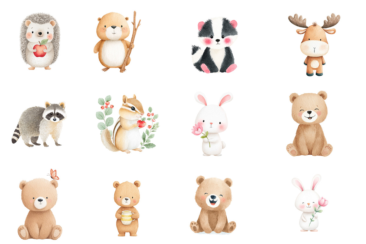 Cute Forest Animals Clipart, an Illustration by Designworld (Photo 5 of 5)