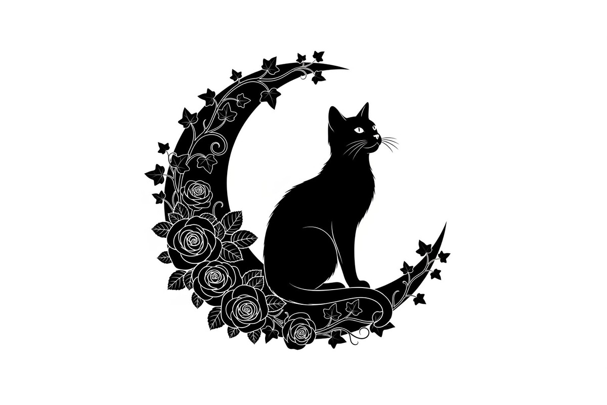 Cat on Crescent Moon Bundle, an Illustration by jahid234 (Photo 18 of 31)