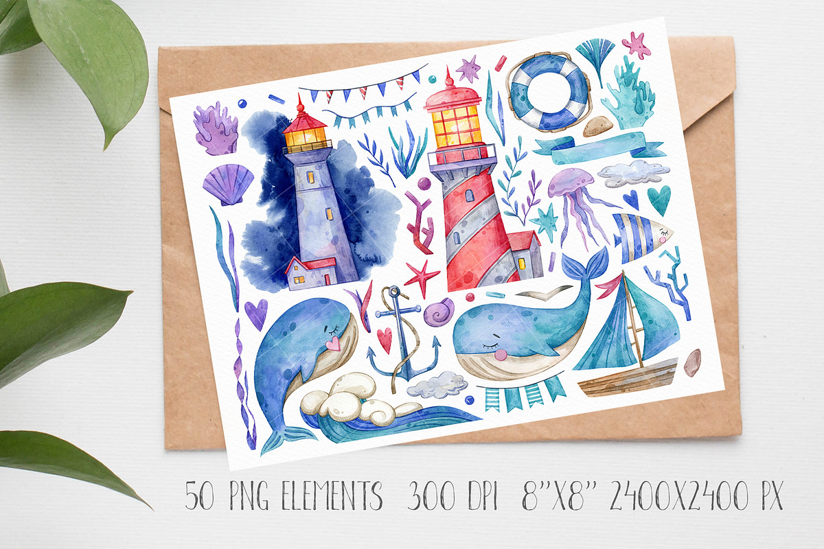 Nautical Collection | 65 elements, an Animal Illustration by Aquarellka (Photo 4 of 7)