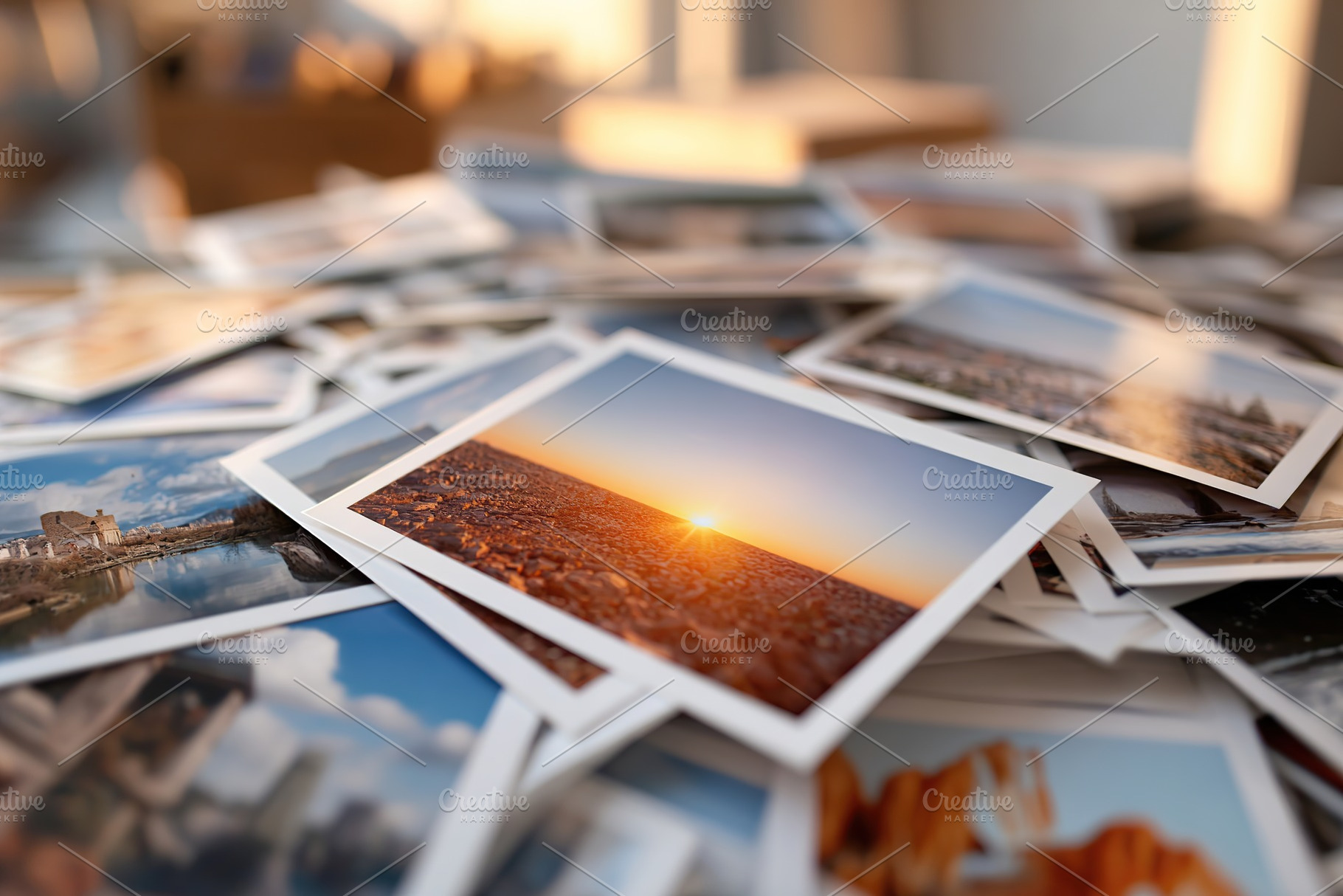 Collection of printed photos scattered across a floor capturing beautiful memor, a Photo by AlyaAnd