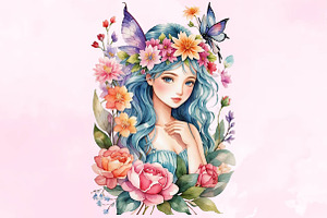 Watercolor Flower Fairy Flowers Clip