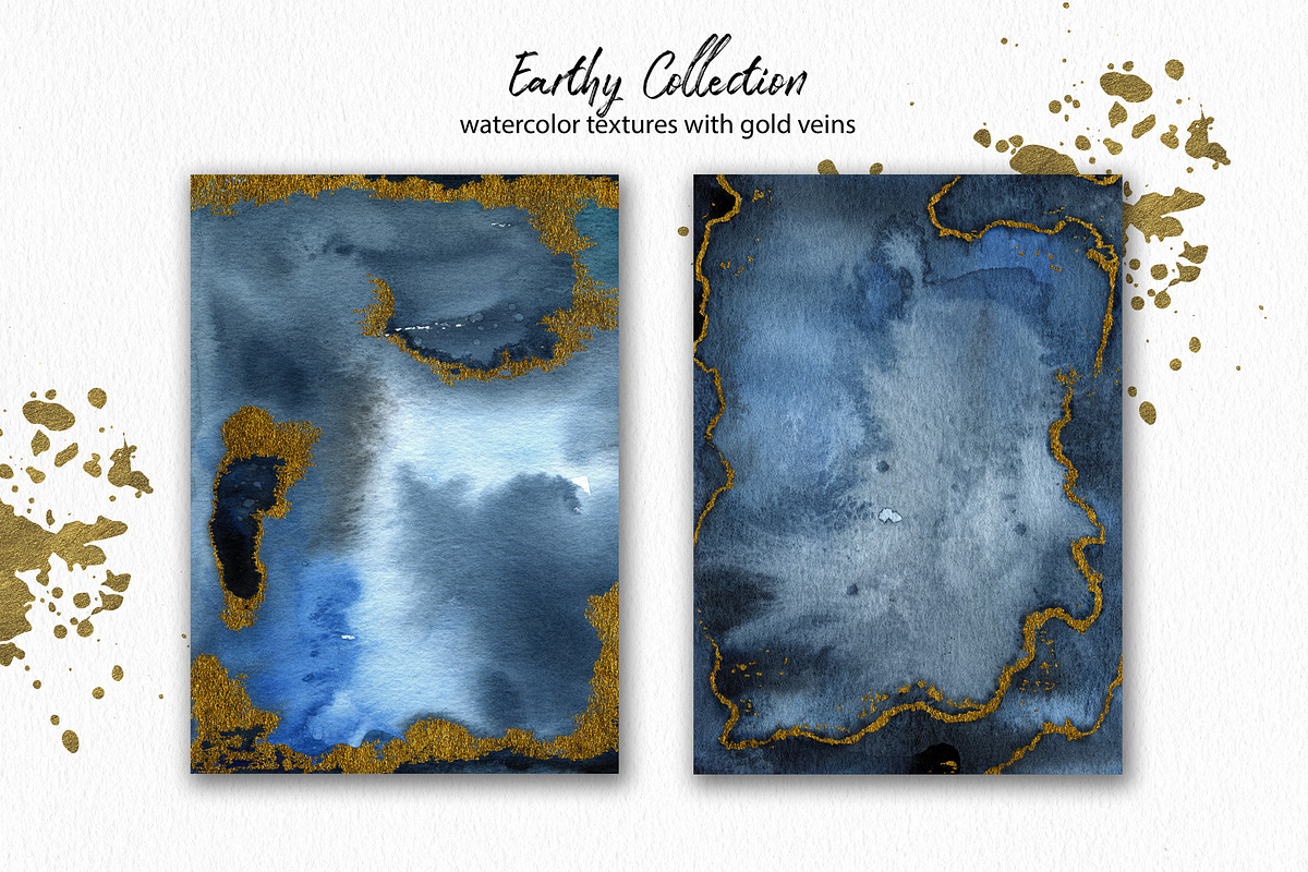 Earthy Watercolor with Gold Veins, a Texture Graphic by Marmoris.Arts (Photo 3 of 13)