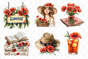 Summer Poppy Flowers Clipart, an Illustration by Dream Creation (Thumbnail 4 of 6)