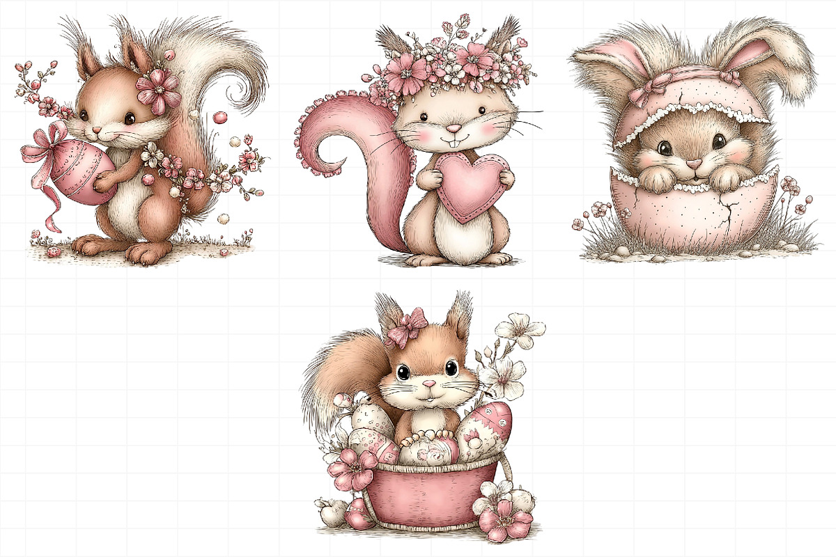 Whimsical Easter Squirrel Clipart, an Illustration by Daily.Designs (Photo 6 of 8)