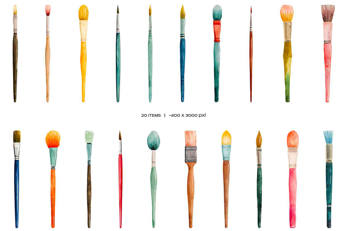 Watercolor drawing brushes set, an Object Illustration by Art and Funny (Photo 3 of 3)