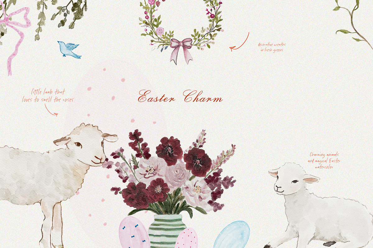Hand Drawn Easter Watercolor Set, an Object Graphic by Laras Wonderland (Photo 2 of 11)