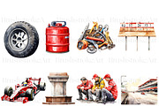 Watercolor Formula 1 Clipart, Racing, a Sport Illustration by BrushstrokeArtGB (Thumbnail 5 of 9)