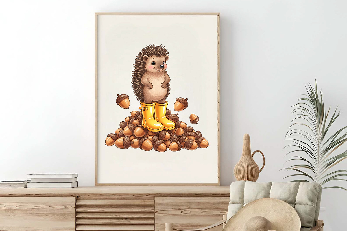 Watercolor Autumn Cute Hedgehog PNG, an Illustration by Craft Nest (Photo 7 of 9)