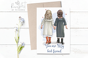 Best friends clipart. Vintage bestie, an Illustration by RivusArt (Thumbnail 4 of 4)