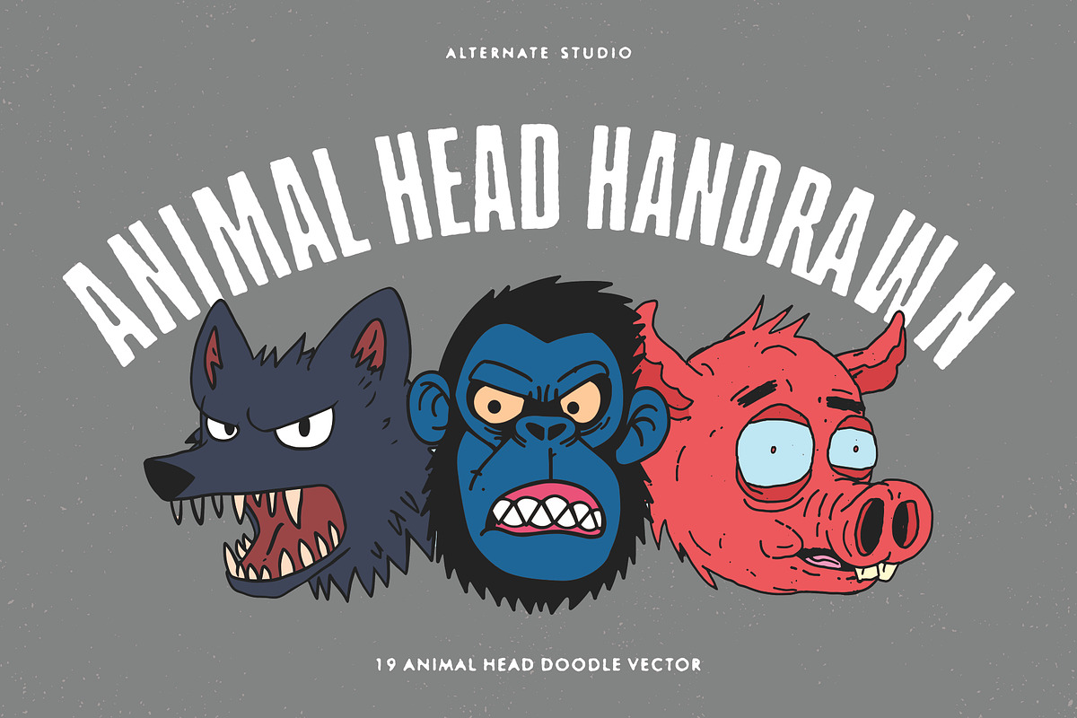 Animal Head Handrawn Vector, an Animal Illustration by Alternate Studio (Photo 1 of 4)