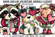 Hand Drawn Valentine Animals Clipart, an Illustration by OK Design (Thumbnail 1 of 6)