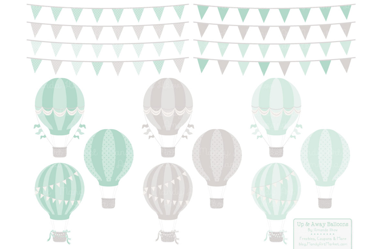 Mint Green Hot Air Balloons, an Illustration by Amanda Ilkov (Photo 4 of 5)