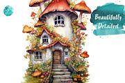 Watercolor Fall Fairy Houses, a Seasonal Illustration by Verdigris Studios (Thumbnail 4 of 4)