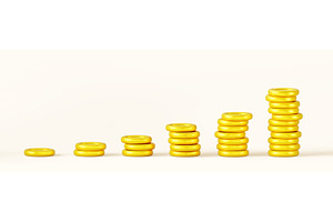 Growing Stacks Of Gold Coins 3d