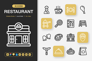 Restaurant Icons, an Icon by Spacepixel Creative