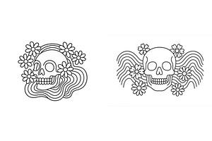 Intricate skull designs with flowers, an Illustration by ZinetroN
