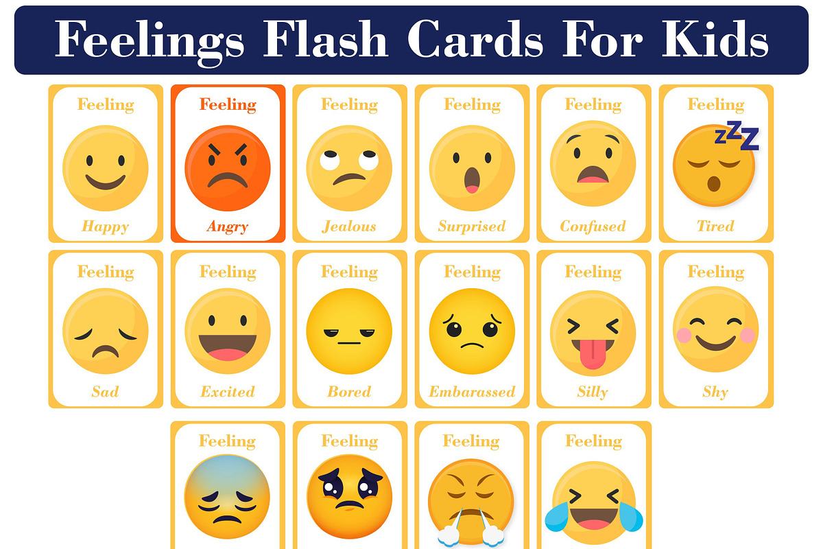 Feelings Flash Cards for Kids, a Card Template by DigitalsDesigns (Photo 1 of 4)