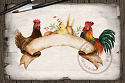 Farm Chicken Watercolor Illustration, a Decorative Illustration by DioFlow (Thumbnail 6 of 7)