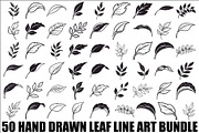 Hand Drawn Leaf Line Art Bundle, an Illustration by hafijul (Thumbnail 1 of 51)