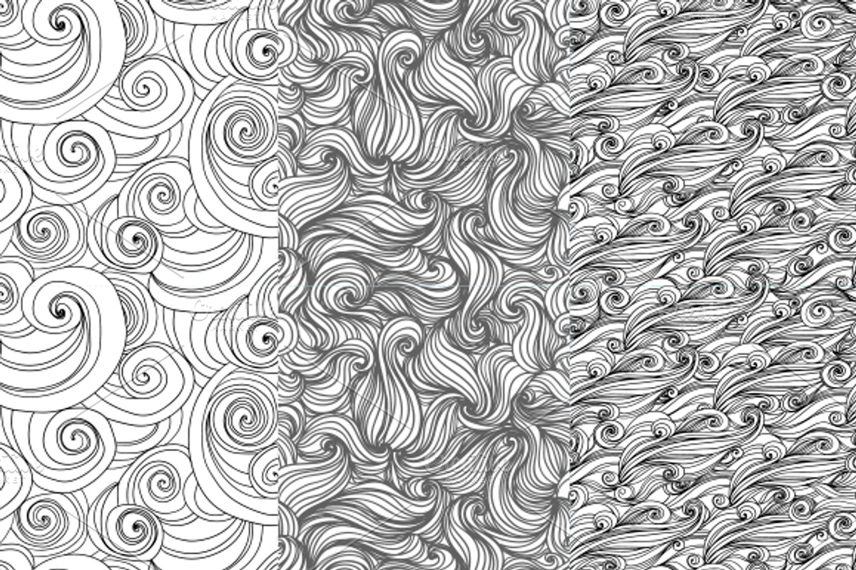 seamless waves and curls backgrounds preview 4