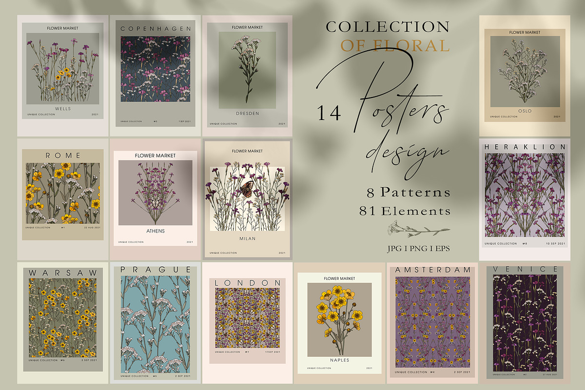 Collecnion of floral posters design, a Decorative Illustration by LanaDzi (Photo 1 of 10)