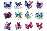 Watercolor Floral Butterfly Clipart, an Illustration by DreamArtGraphic (Thumbnail 2 of 4)