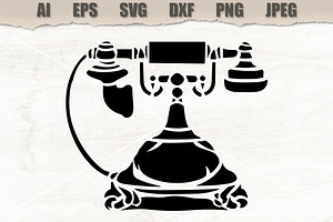Stencil Vintage Telephone, a Decorative Illustration by MARYCRAFTIRIA