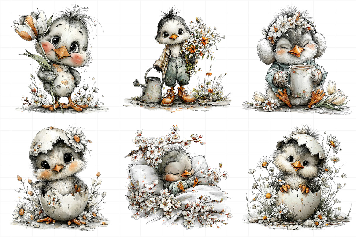 Whimsical Spring Chick Clipart, an Illustration by Daily.Designs (Photo 6 of 7)