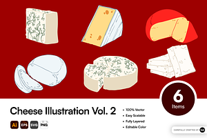 Cheese Vector Illustration Pack, an Object Graphic by SLAB! Design