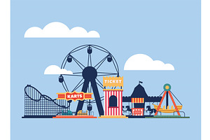 amusement park scene, an Illustration by studiogstock