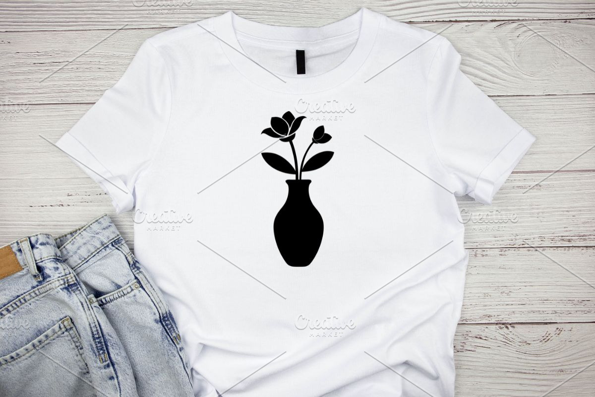 Flowers in Vase Silhouette SVG, an Object Illustration by newminddesign (Photo 2 of 10)