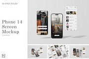 Phone 14 Pro Screen Mockup, an iPhone Mockup by scribrostudio (Thumbnail 1 of 12)